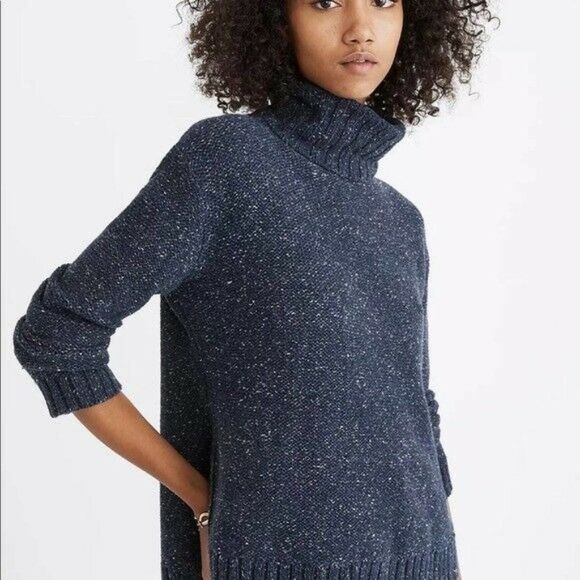 Madewell Sweaters - Madewell Sweater Blue Flecked Turtleneck Long Sleeve Pullover High-Low Hem Sz XS